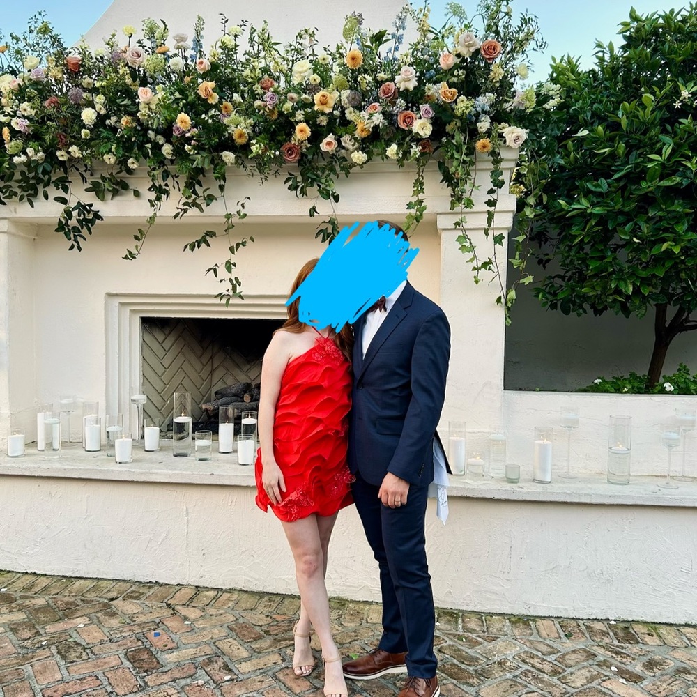 Red Ruffle Mini Dress - Picture 3 of 4